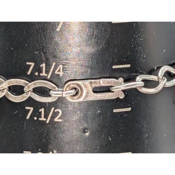 Vintage 925 Sterling Chain Link Two Heart Charm Bracelet - Picture 4 of 5
